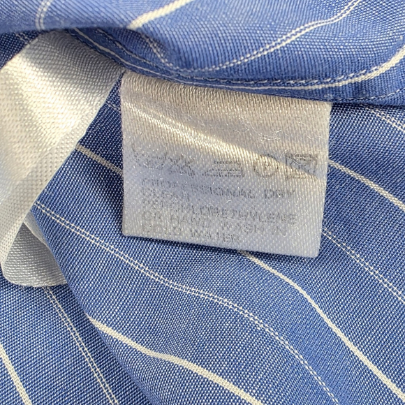 Salvatore Ferragamo Blue Pinstripe Dress Shirt Men’s 17 Italy Cotton - Picture 8 of 12